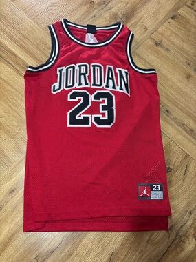 Jordan Red Basketball Jersey with Black and White Trim